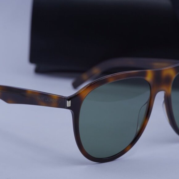 Saint Laurent SL432 SLIM 002 Aviator Sunglasses - Havana/Green - Picture 2 of 10